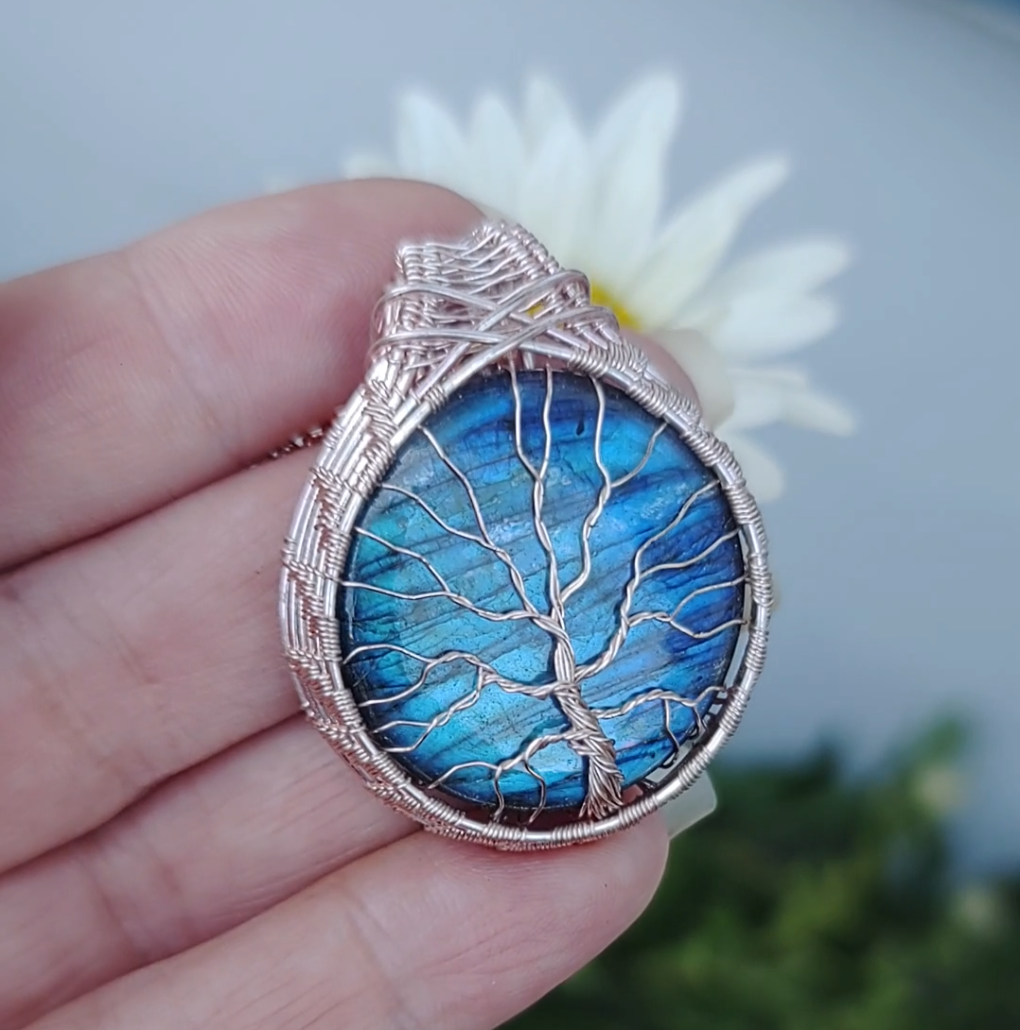 Tree of Life Pendant - High flash blue Labradorite