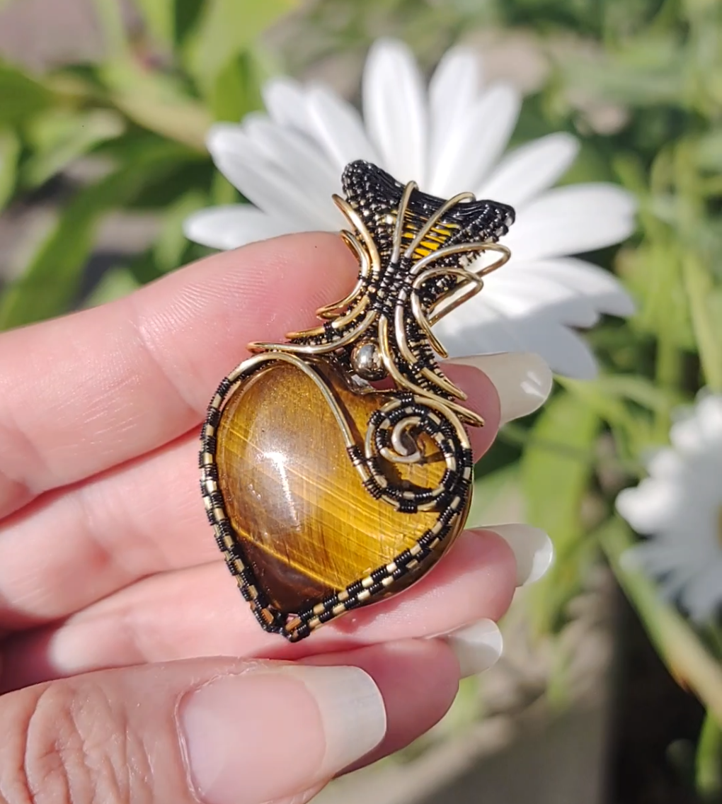 Tiger Eye heart pendant