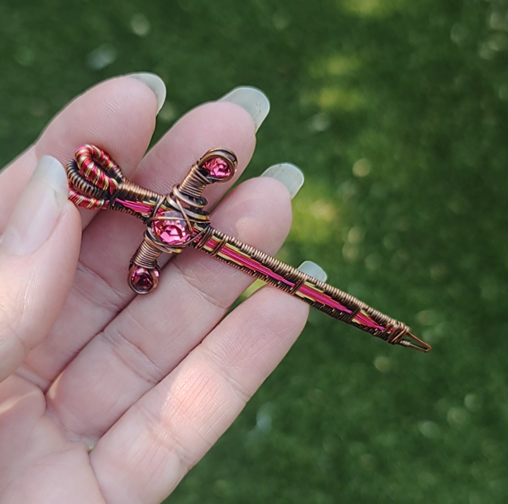 Red and Gold Sword ⚔️ with three crystals
