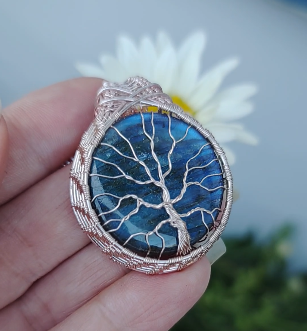 Tree of Life Pendant - High flash blue Labradorite
