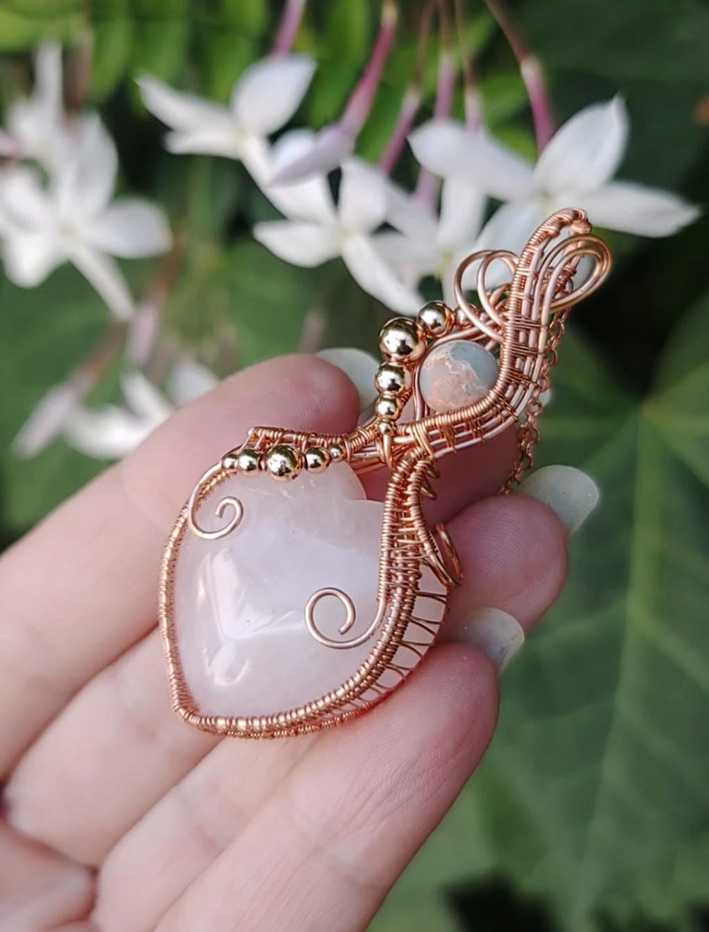 Rose Quartz heart pendant