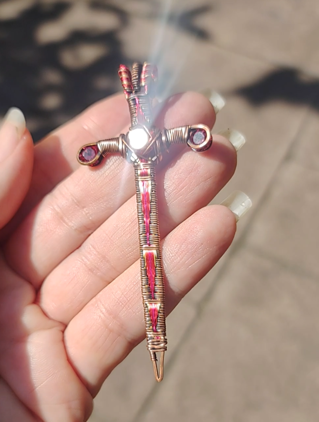 Red and Gold Sword ⚔️ with three crystals