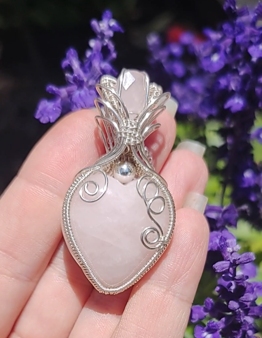 Rose Quartz heart pendant