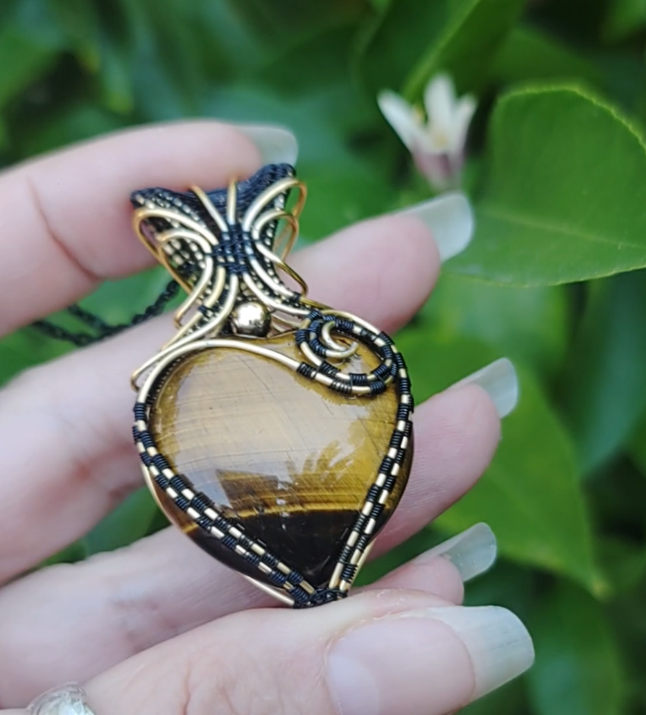 Tiger Eye heart pendant