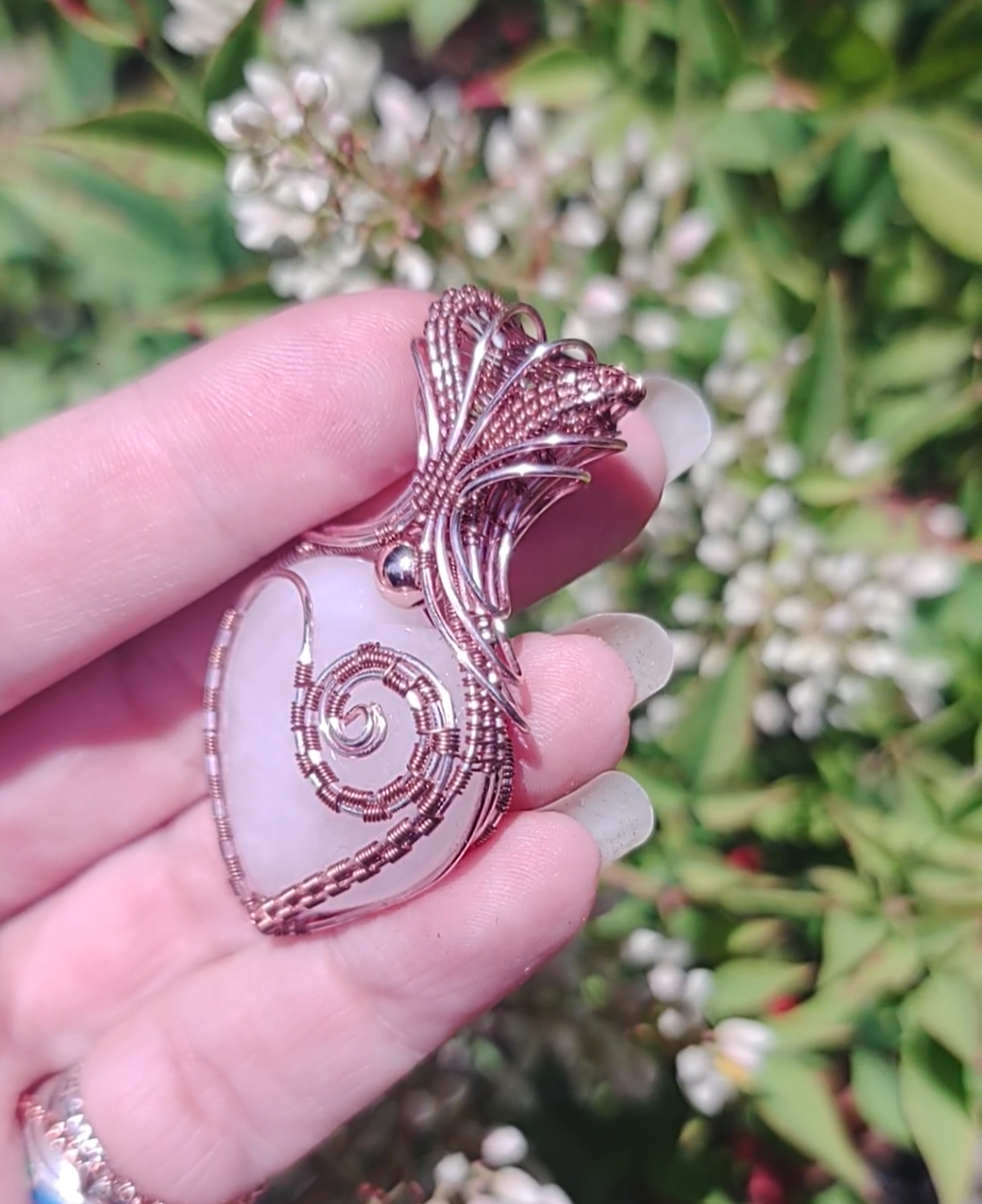 Rose Quartz heart pendant