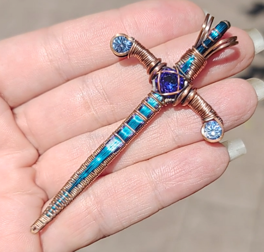 Blue & Purple Sword ⚔️ with three crystals
