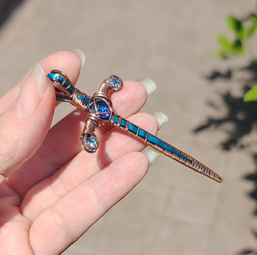 Blue & Purple Sword ⚔️ with three crystals