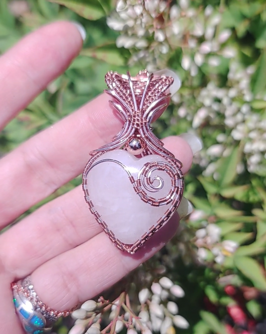 Rose Quartz heart pendant