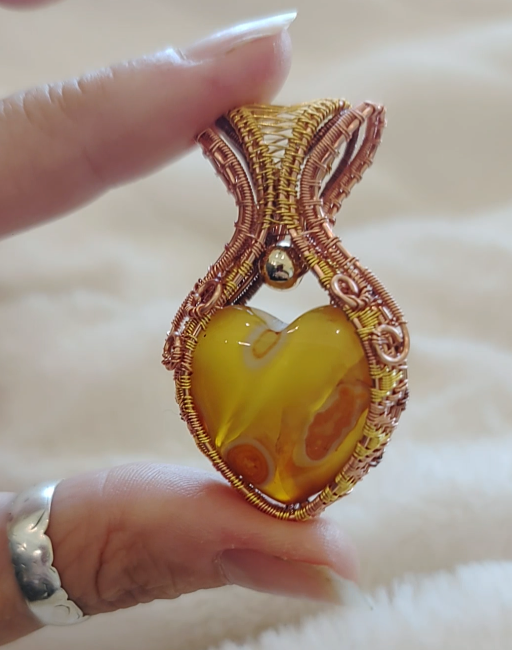 Fiery Agate heart pendant