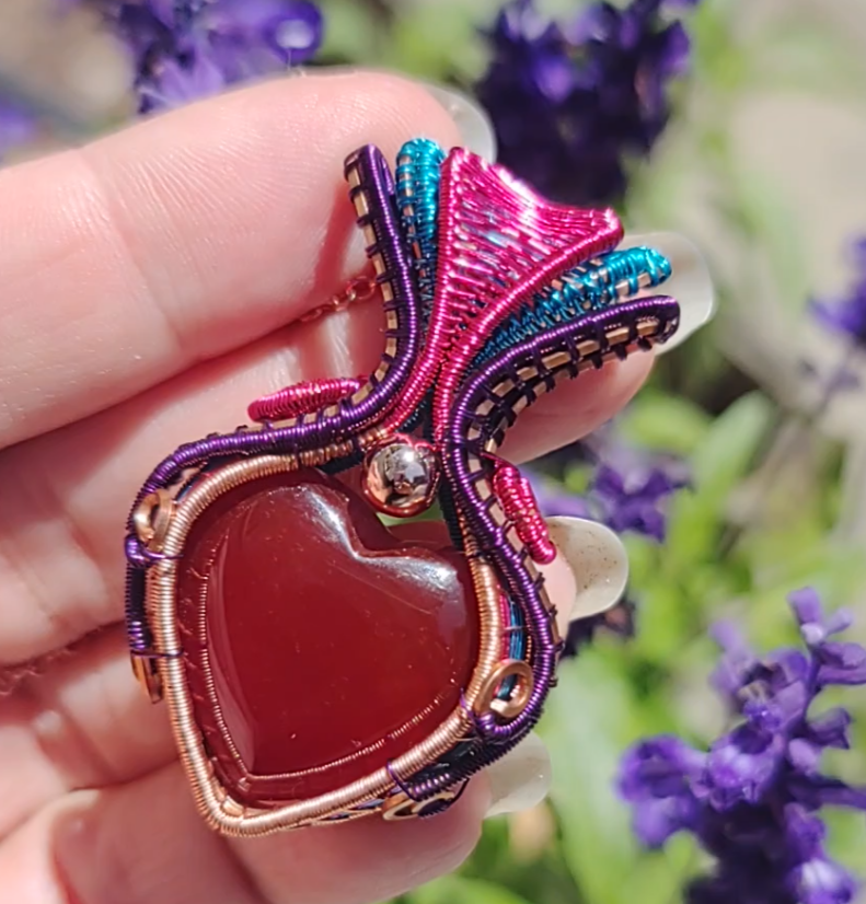 Natural red Agate heart ❤️ pendant