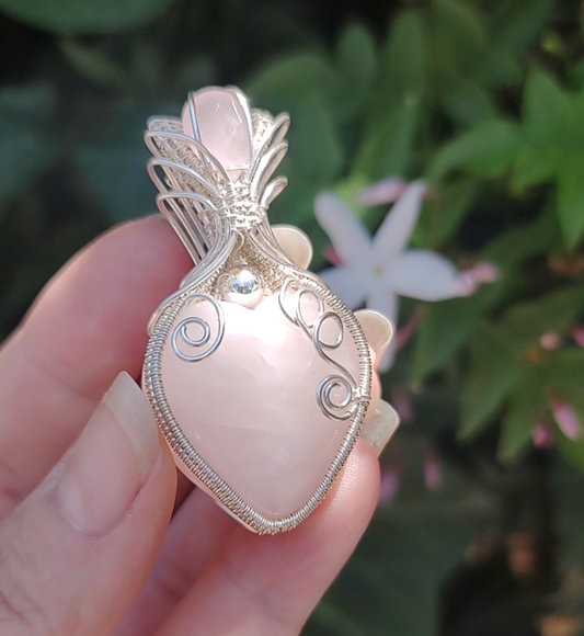 Rose Quartz heart pendant