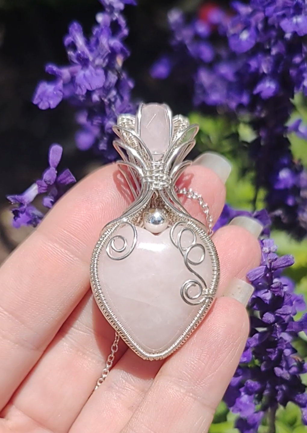Rose Quartz heart pendant