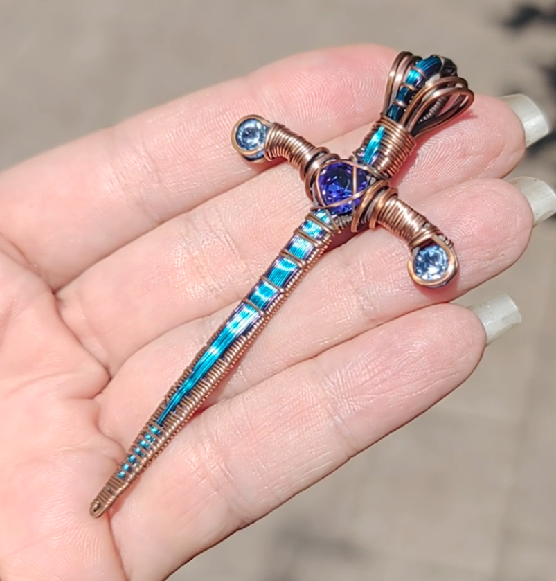 Blue & Purple Sword ⚔️ with three crystals