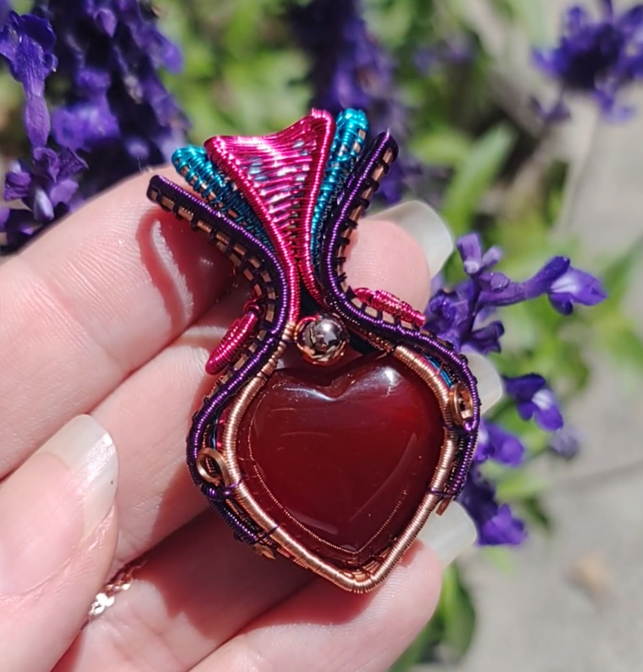 Natural red Agate heart ❤️ pendant