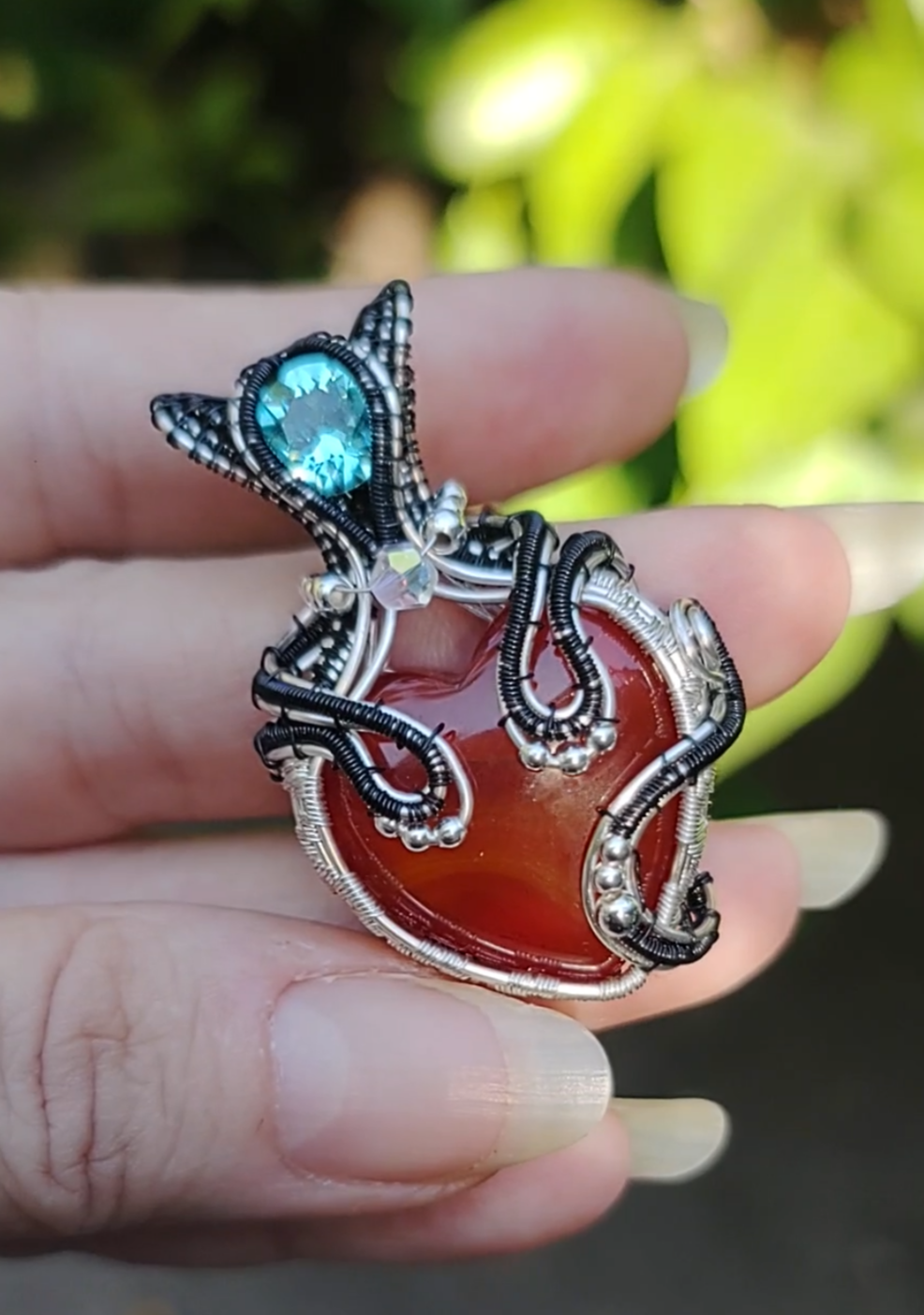 kitty 😸💙 heart pendant