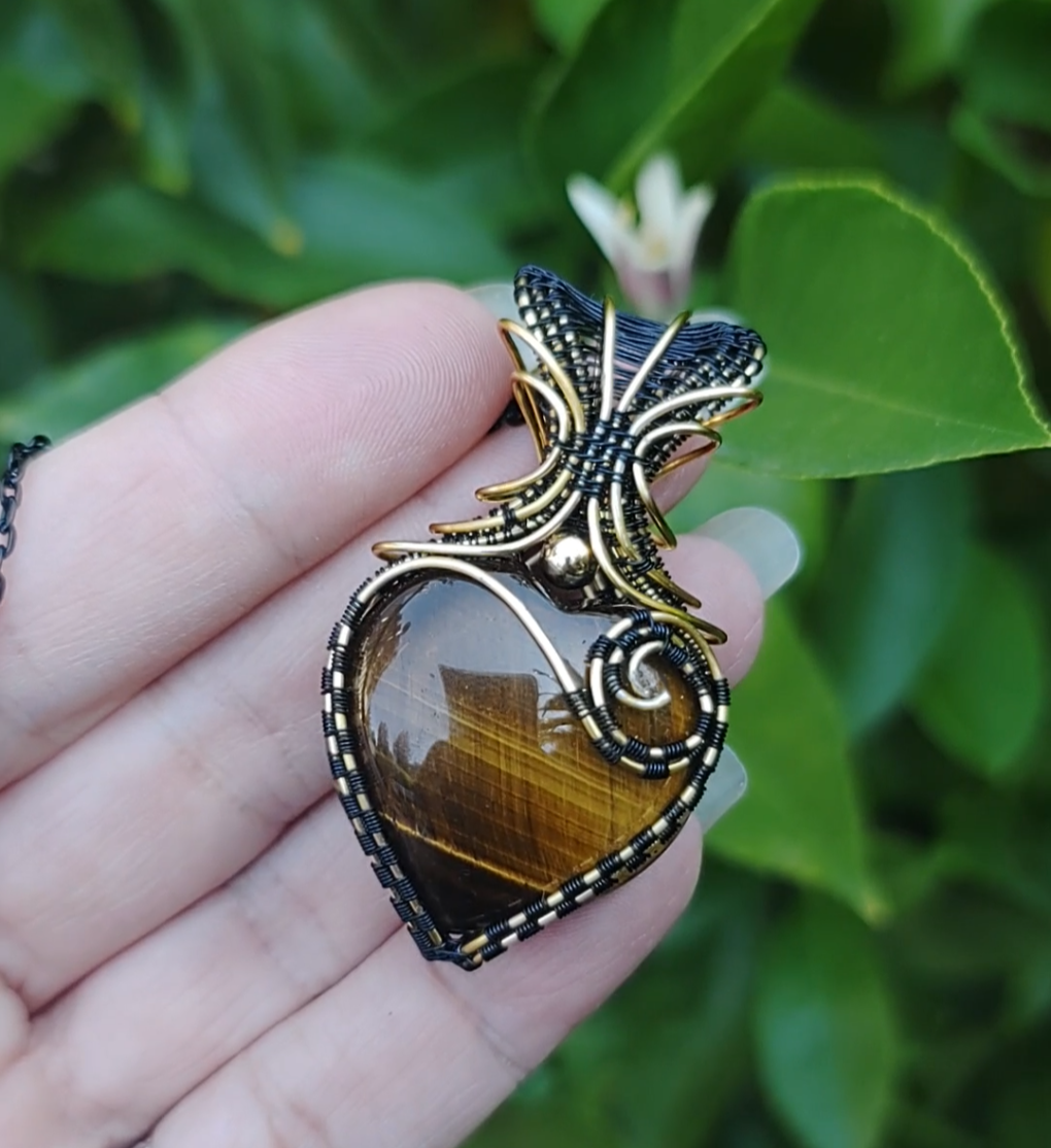 Tiger Eye heart pendant