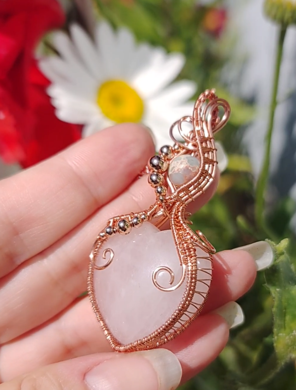 Rose Quartz heart pendant