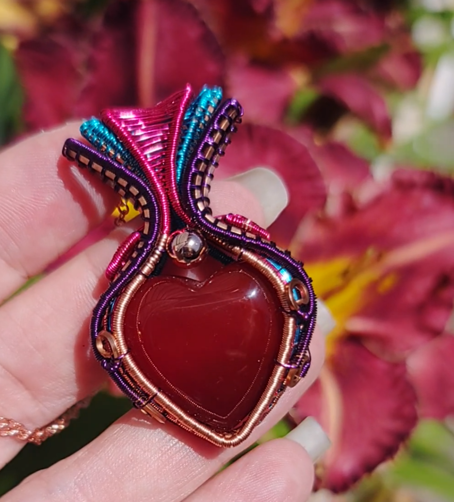 Natural red Agate heart ❤️ pendant