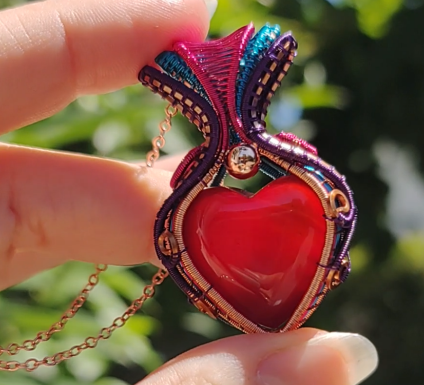 Natural red Agate heart ❤️ pendant