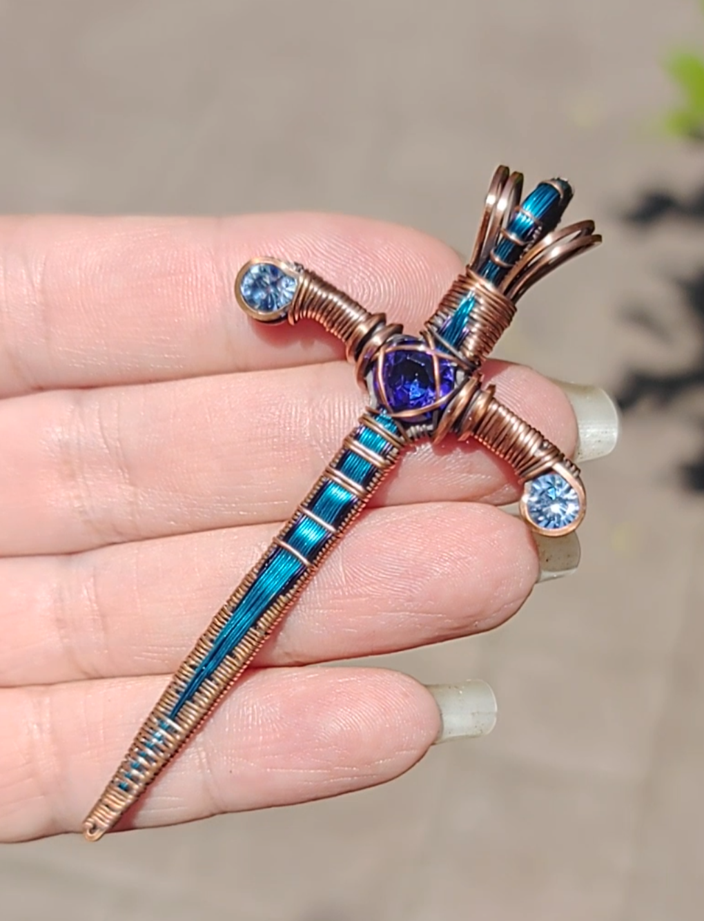 Blue & Purple Sword ⚔️ with three crystals