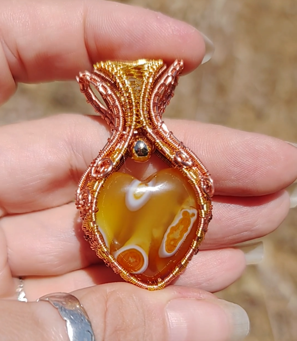 Fiery Agate heart pendant