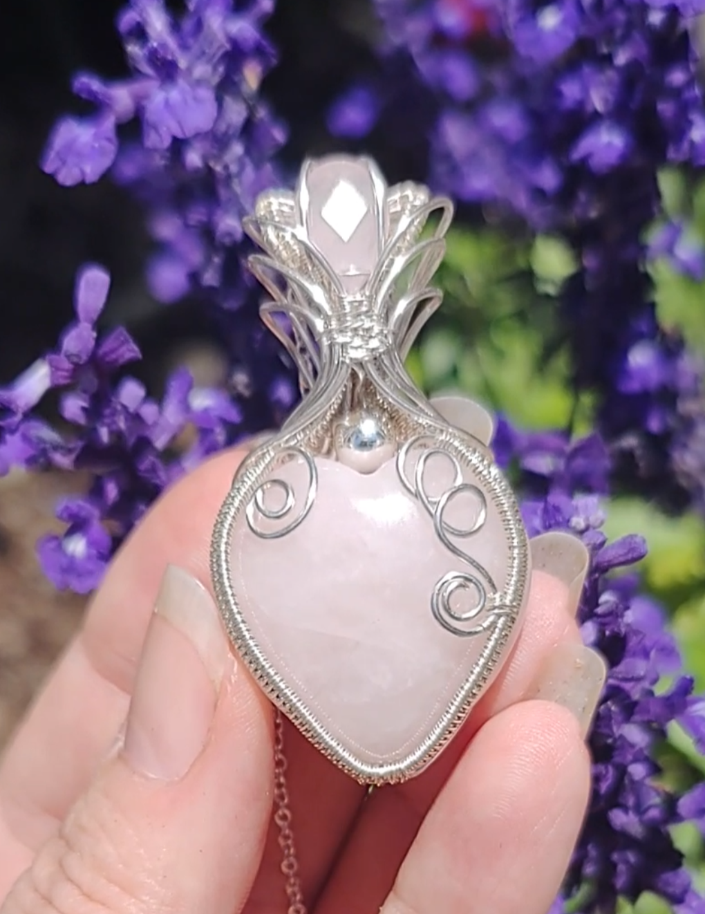 Rose Quartz heart pendant