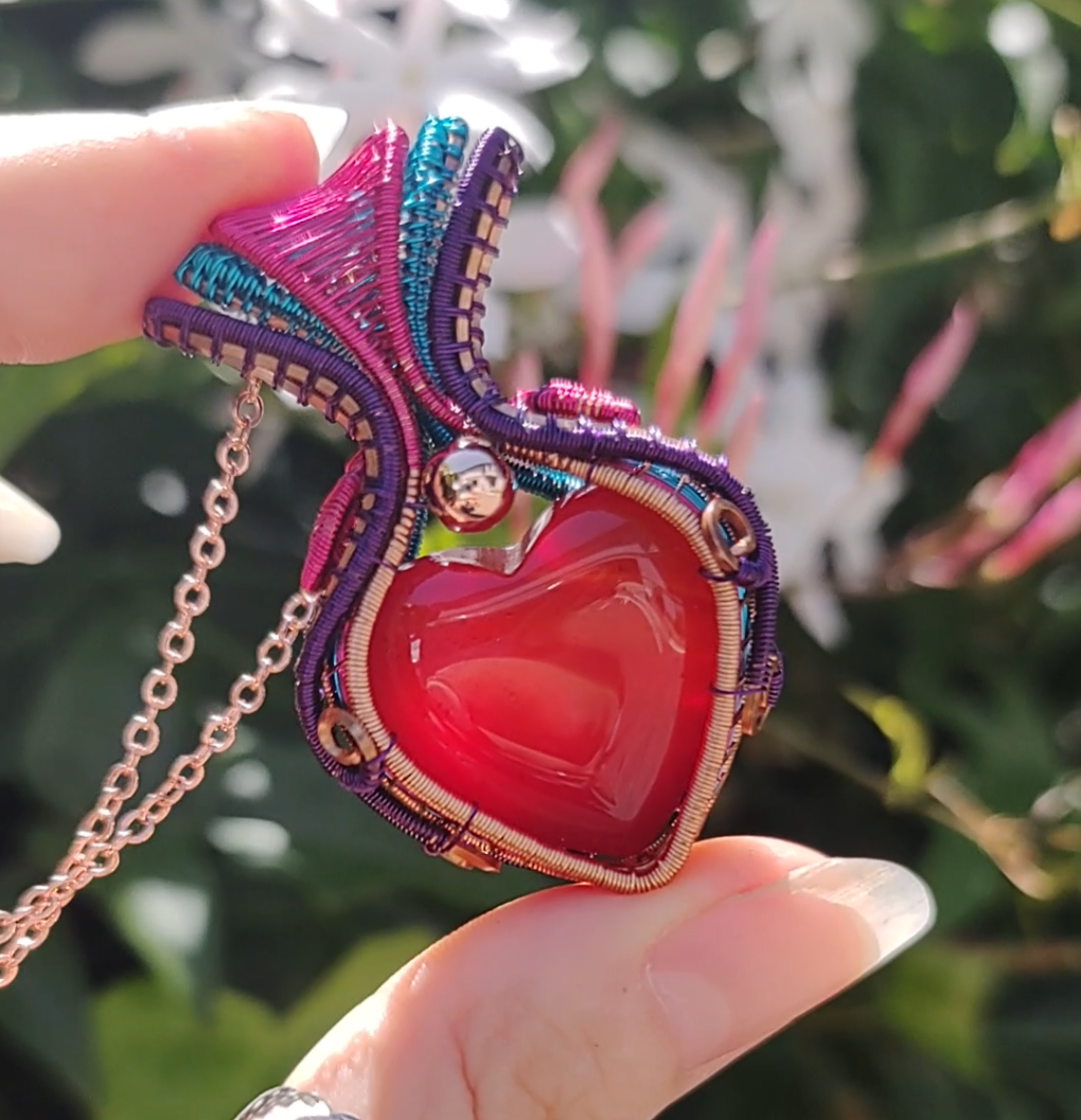 Natural red Agate heart ❤️ pendant