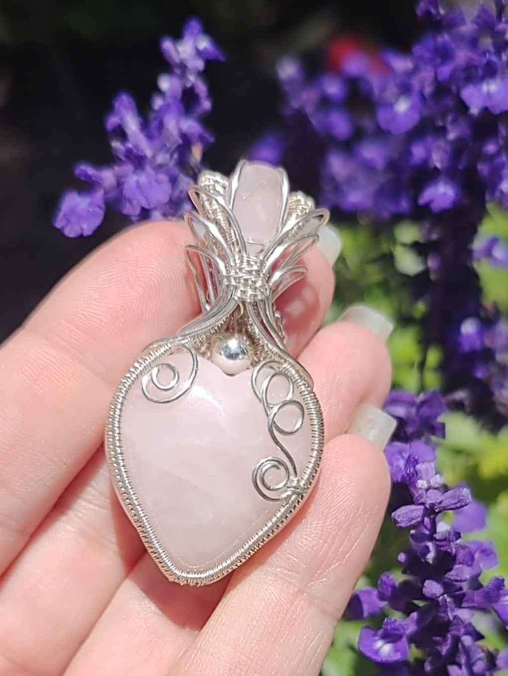 Rose Quartz heart pendant