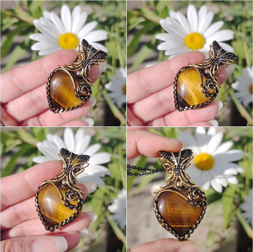 Tiger Eye heart pendant