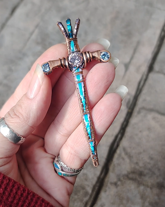Blue & Lavender Sword ⚔️ with three crystals