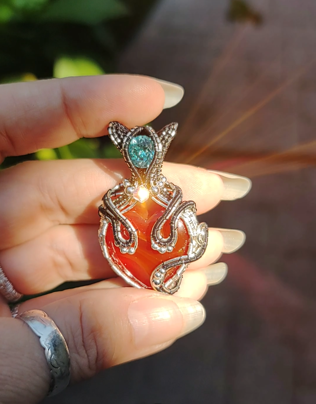 kitty 😸💙 heart pendant