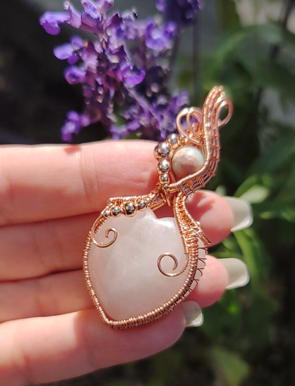 Rose Quartz heart pendant