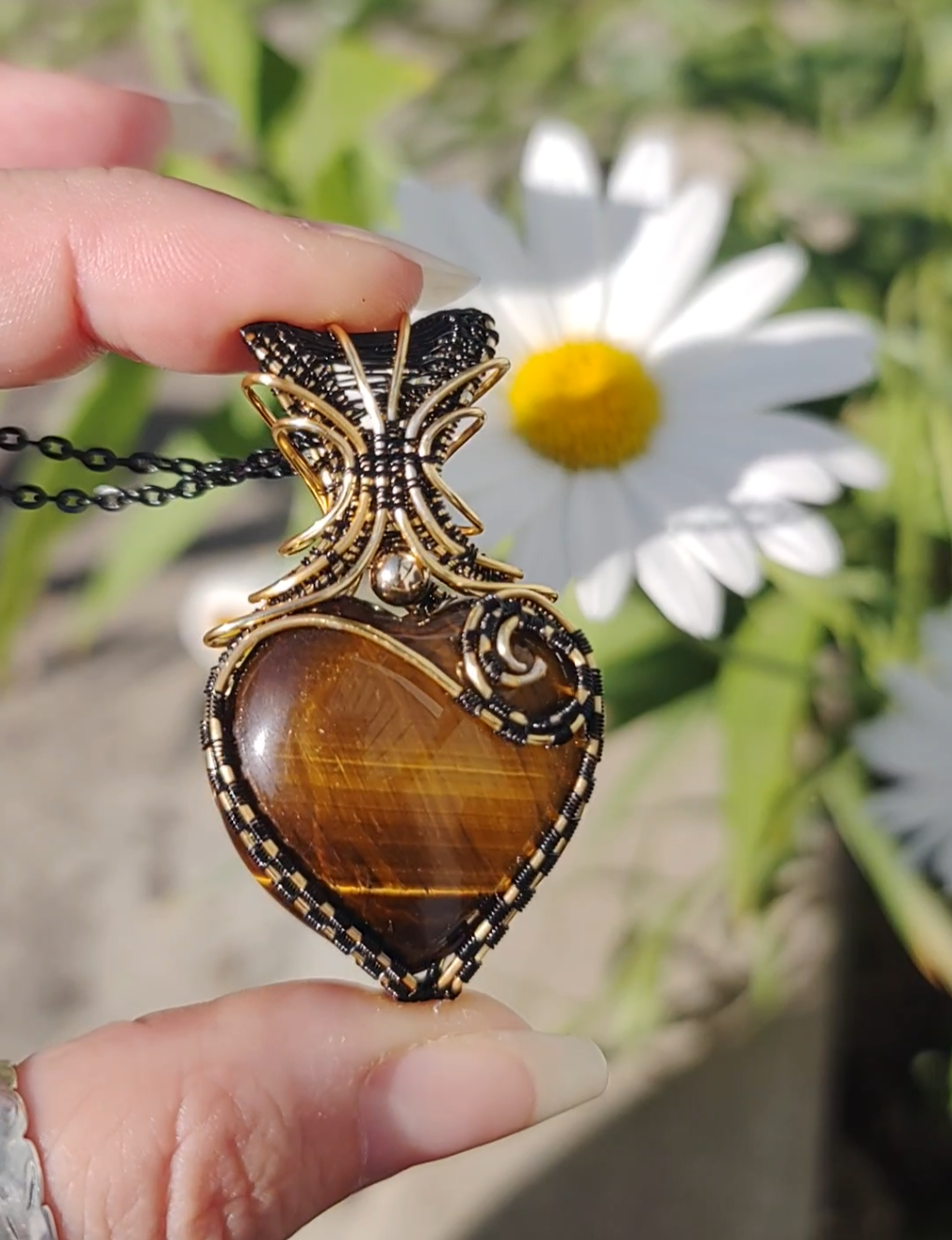 Tiger Eye heart pendant