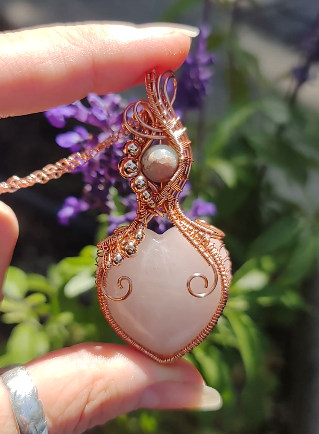 Rose Quartz heart pendant