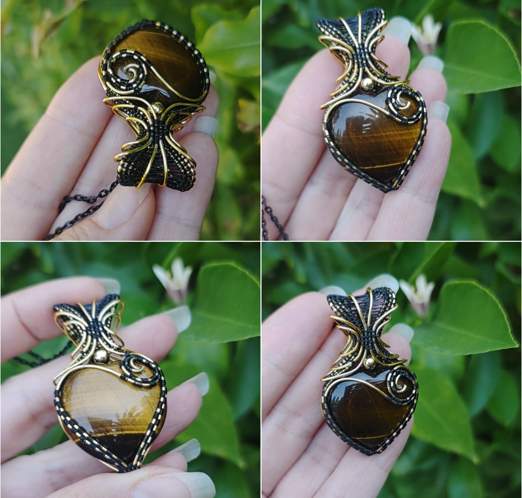 Tiger Eye heart pendant