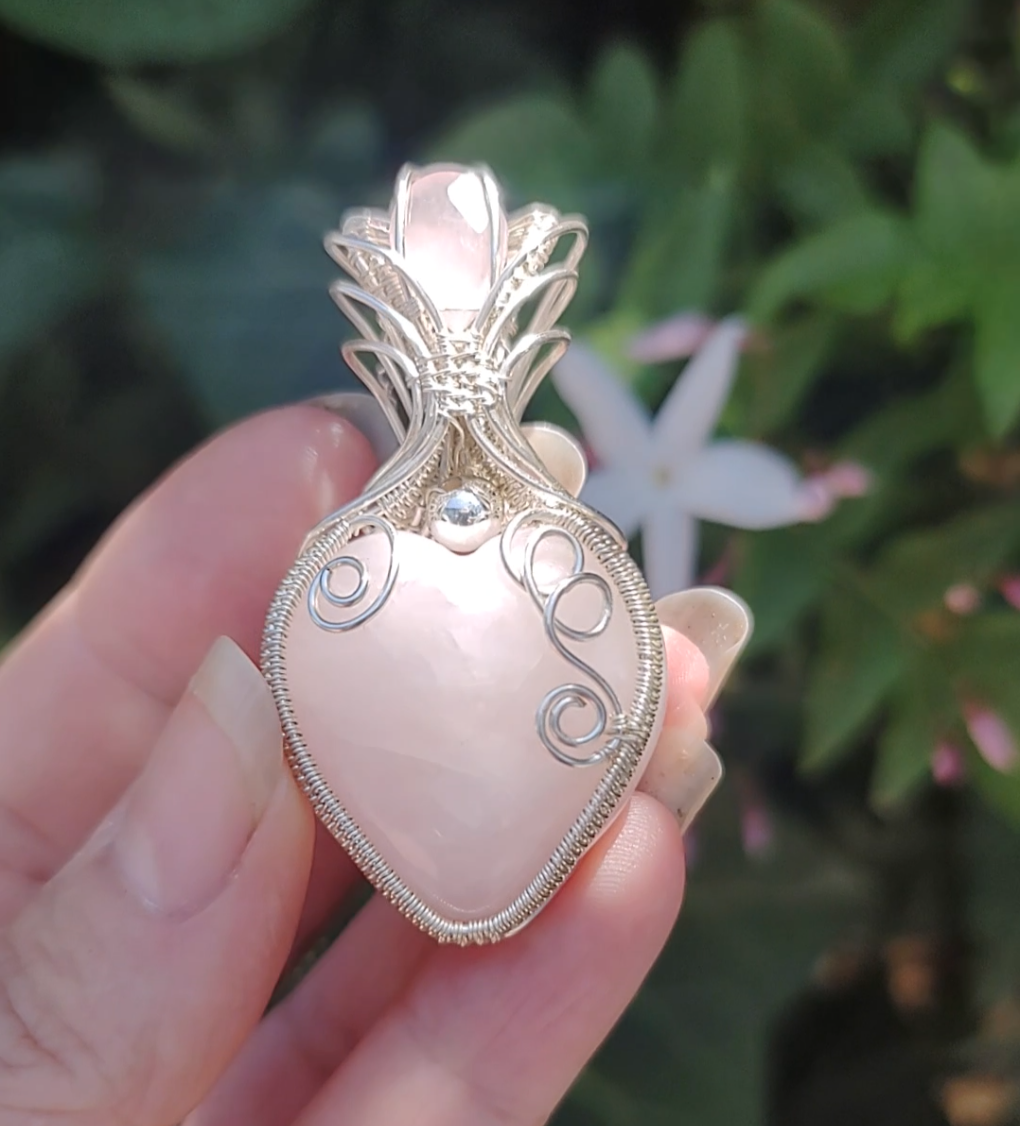 Rose Quartz heart pendant