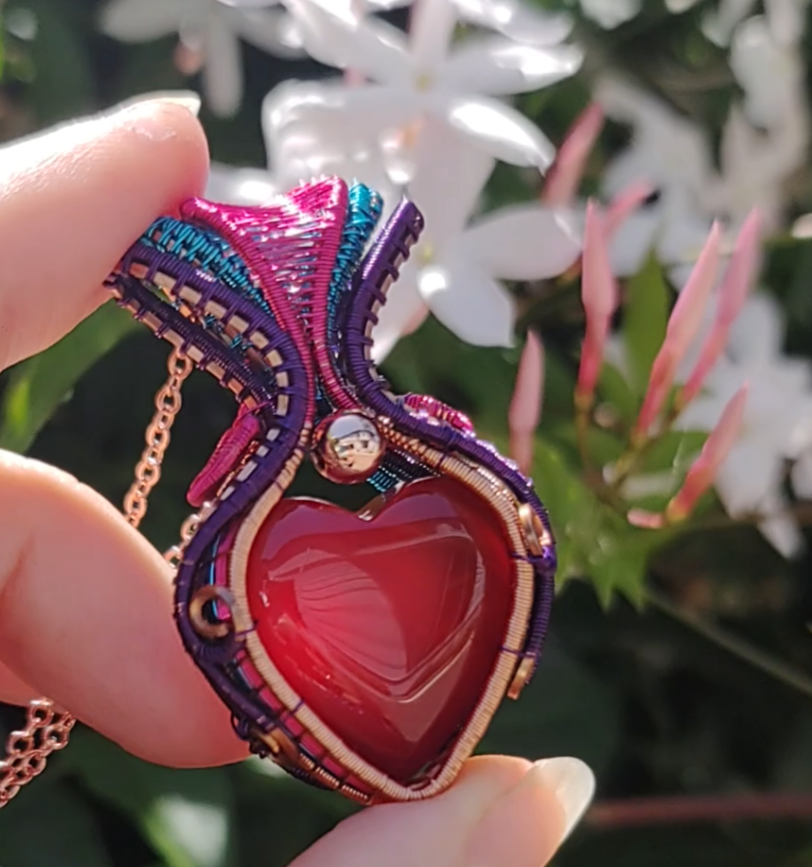 Natural red Agate heart ❤️ pendant