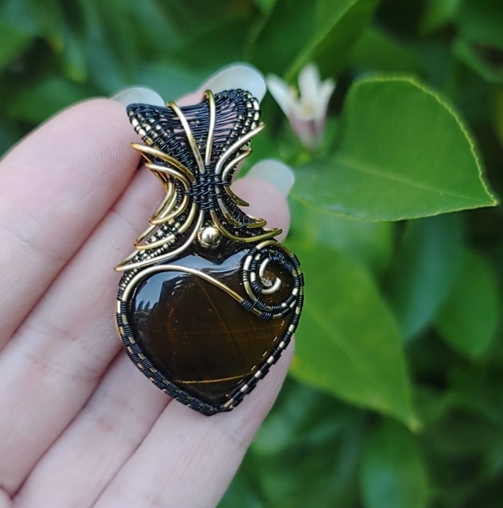 Tiger Eye heart pendant