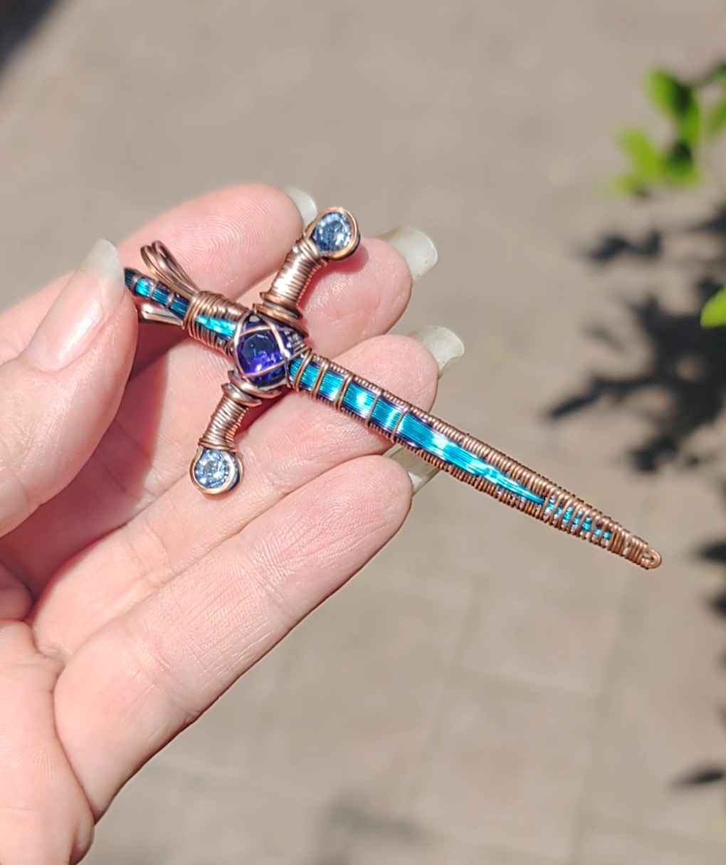 Blue & Purple Sword ⚔️ with three crystals