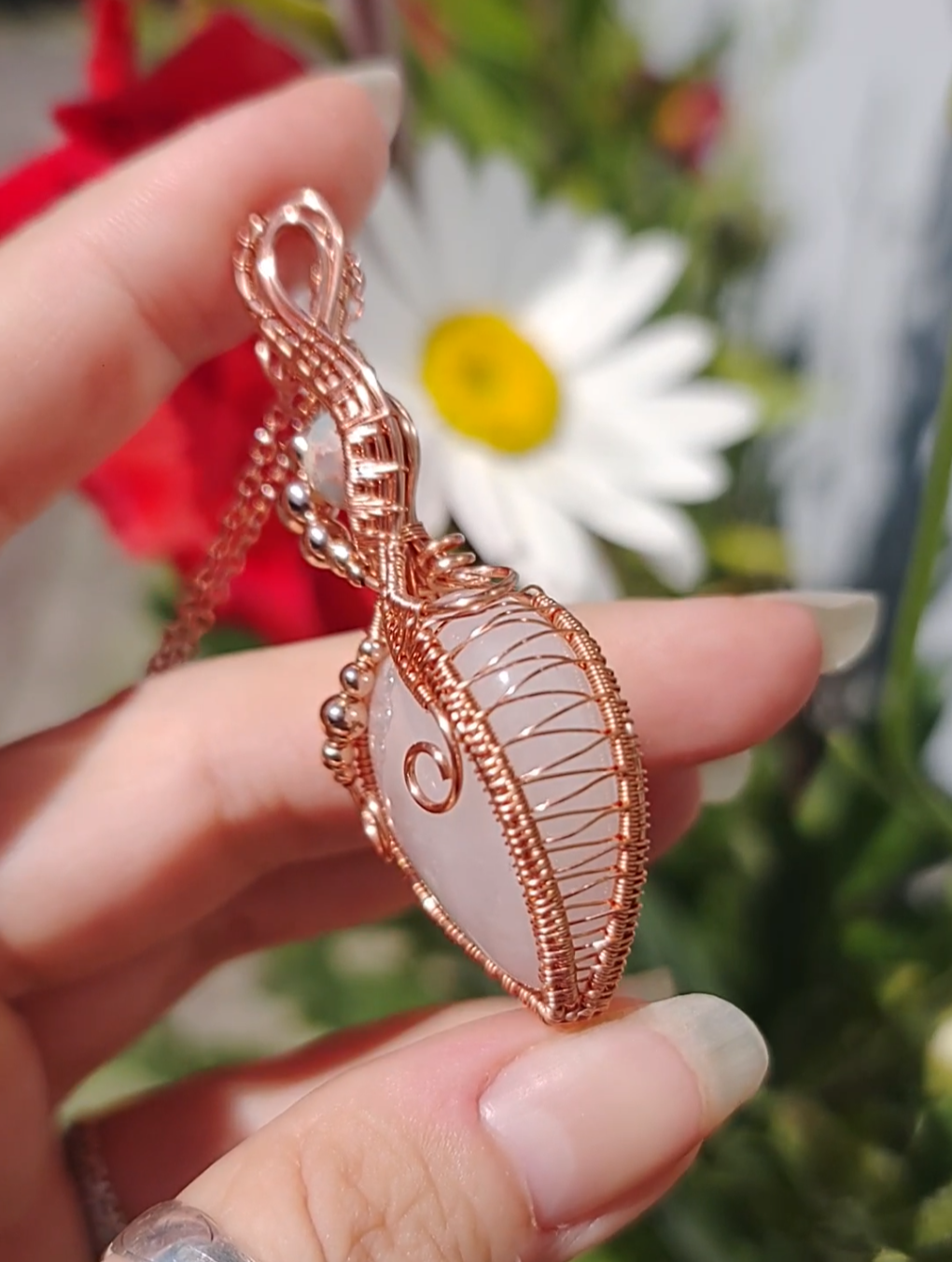Rose Quartz heart pendant