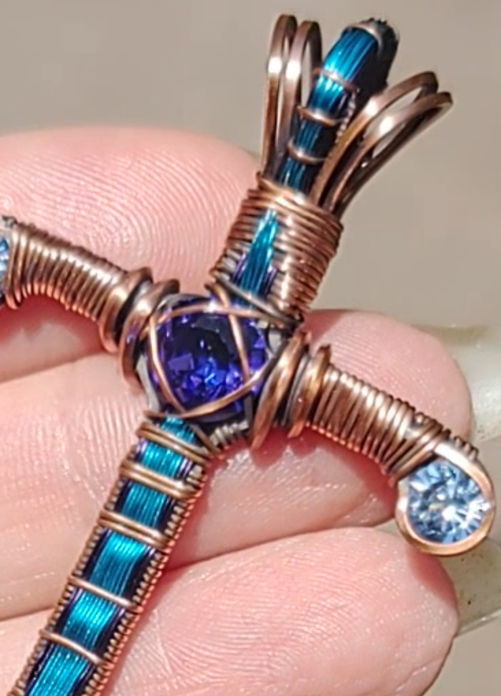 Blue & Purple Sword ⚔️ with three crystals