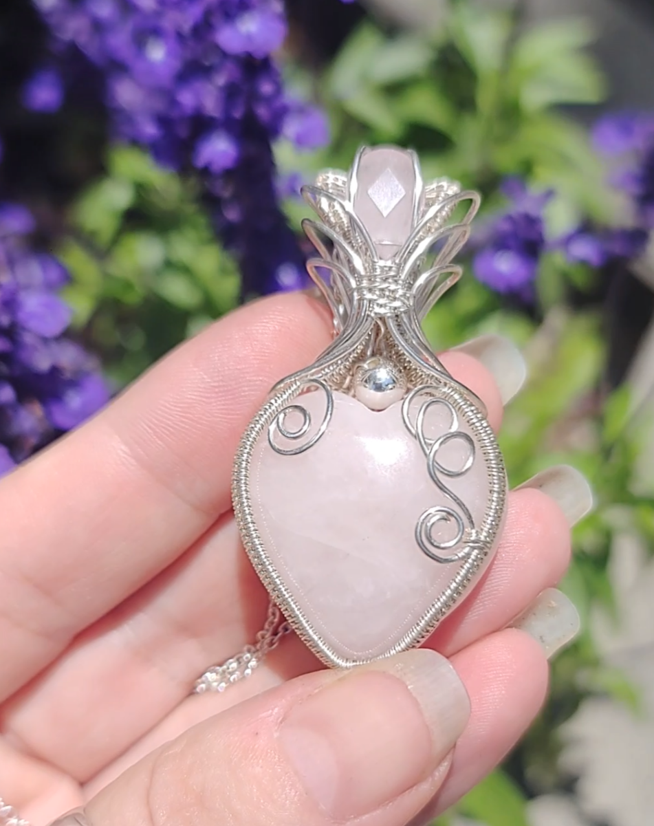 Rose Quartz heart pendant