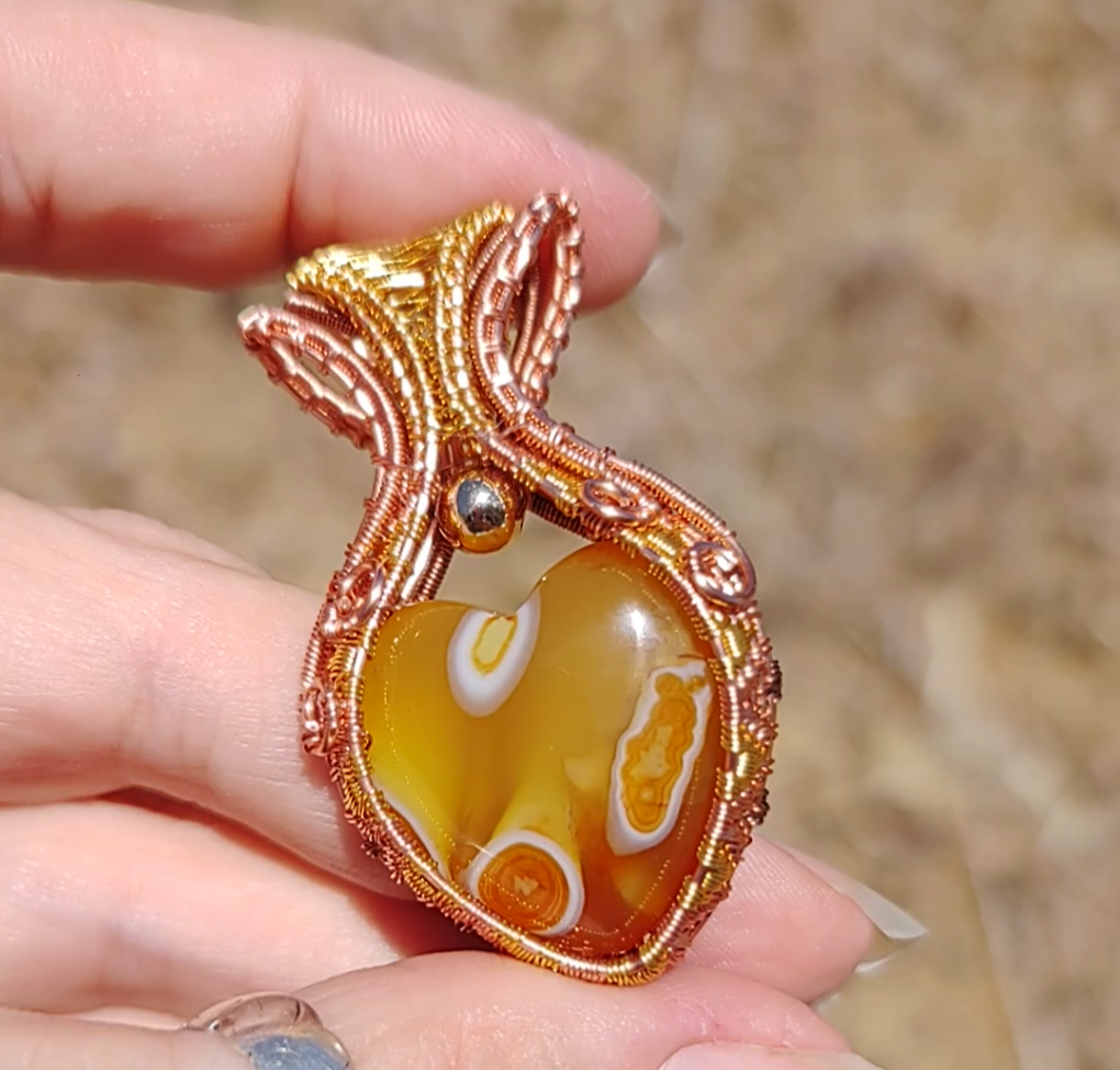 Fiery Agate heart pendant
