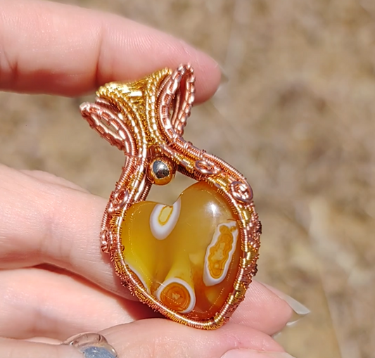 Fiery Agate heart pendant