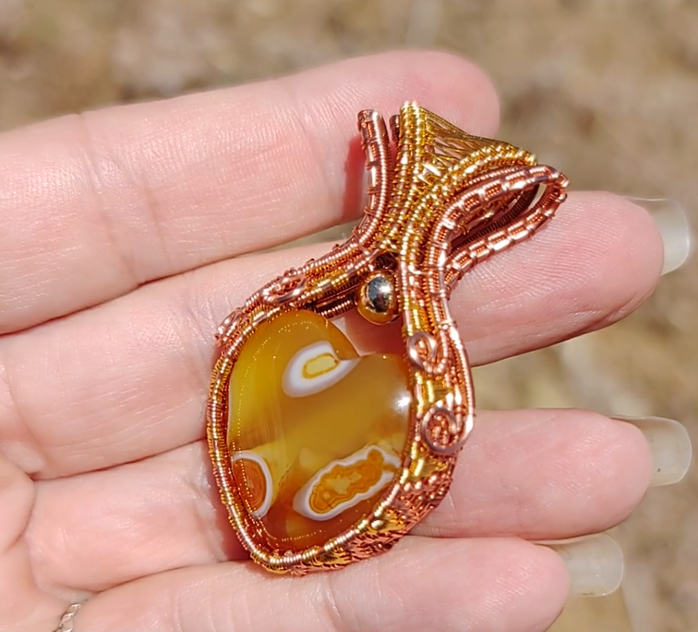 Fiery Agate heart pendant