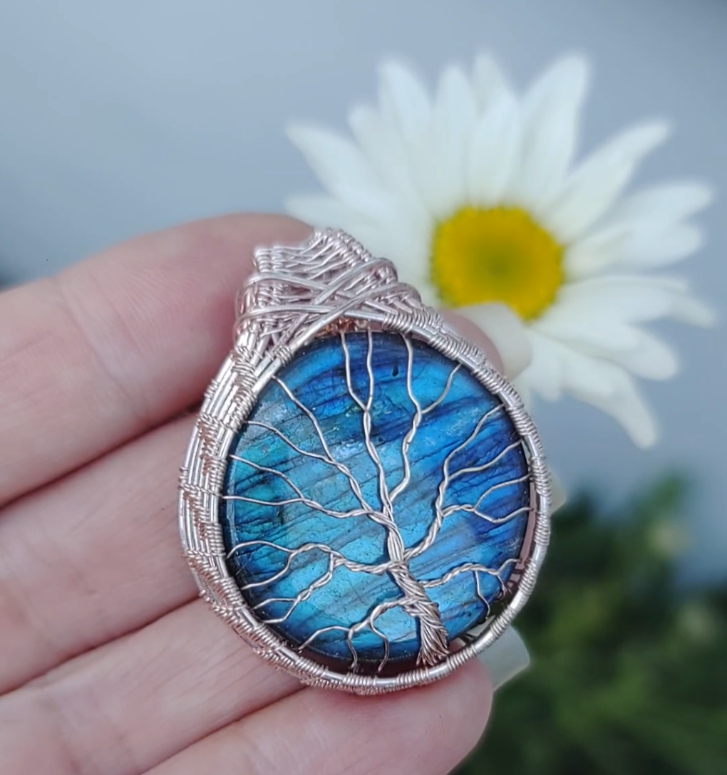 Tree of Life Pendant - High flash blue Labradorite
