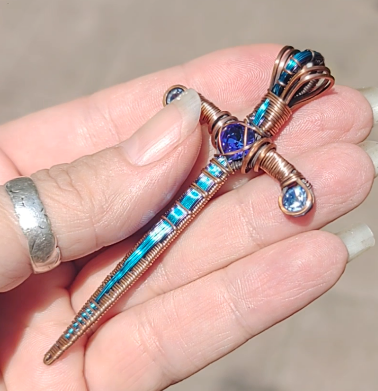 Blue & Purple Sword ⚔️ with three crystals